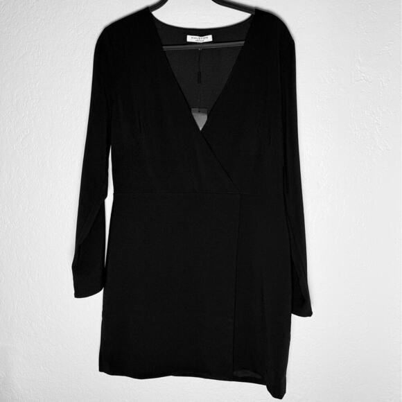 Halston Heritage Women's Faux Wrap Crepe Black Dress Classic Professional NWT - Picture 2 of 13